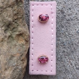 Genuine ,pink tourmaline studs! 925 sterling silver with gold plate!